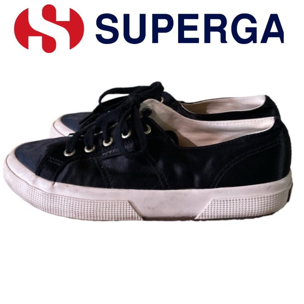 Superga X The Man Repeller Black Satin Sneakers